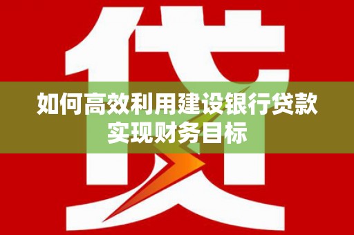 东台如何高效利用建设银行贷款实现财务目标