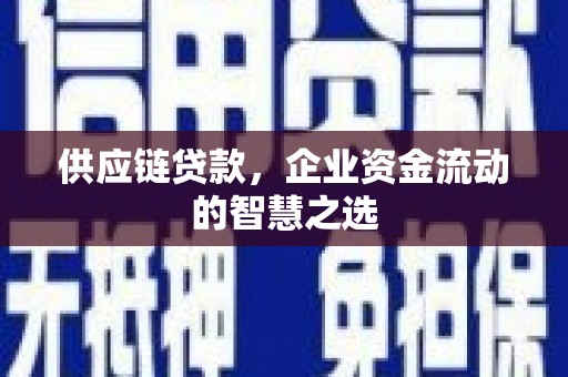 东台供应链贷款，企业资金流动的智慧之选