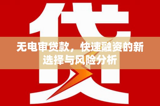 东台无电审贷款，快速融资的新选择与风险分析